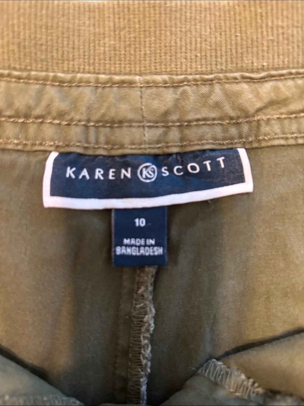 Karen Scott Olive Green Mini Skort with Front Pockets